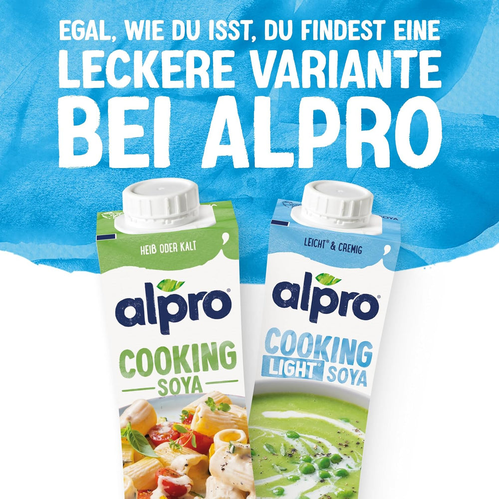 Alpro Cooking Soya – Crema vegana Kochcreme aus Soya dal gusto neutro per piatti caldi e freddi – 15 x 250 ml