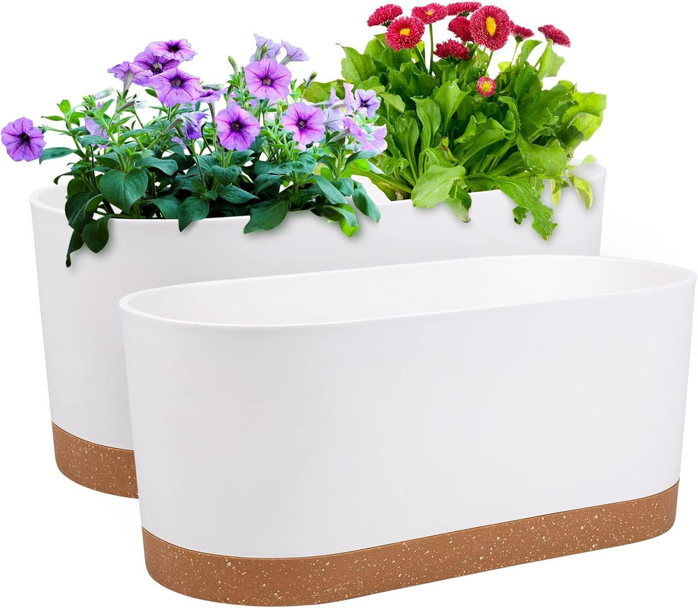 Set di 2 vasi da fiori da 12,7 cm, vasi per piante da interno con fori di drenaggio e base rimovibile, sottovasi decorativi moderni per fioriere da giardino all'aperto (Bianco 12,7 cm)