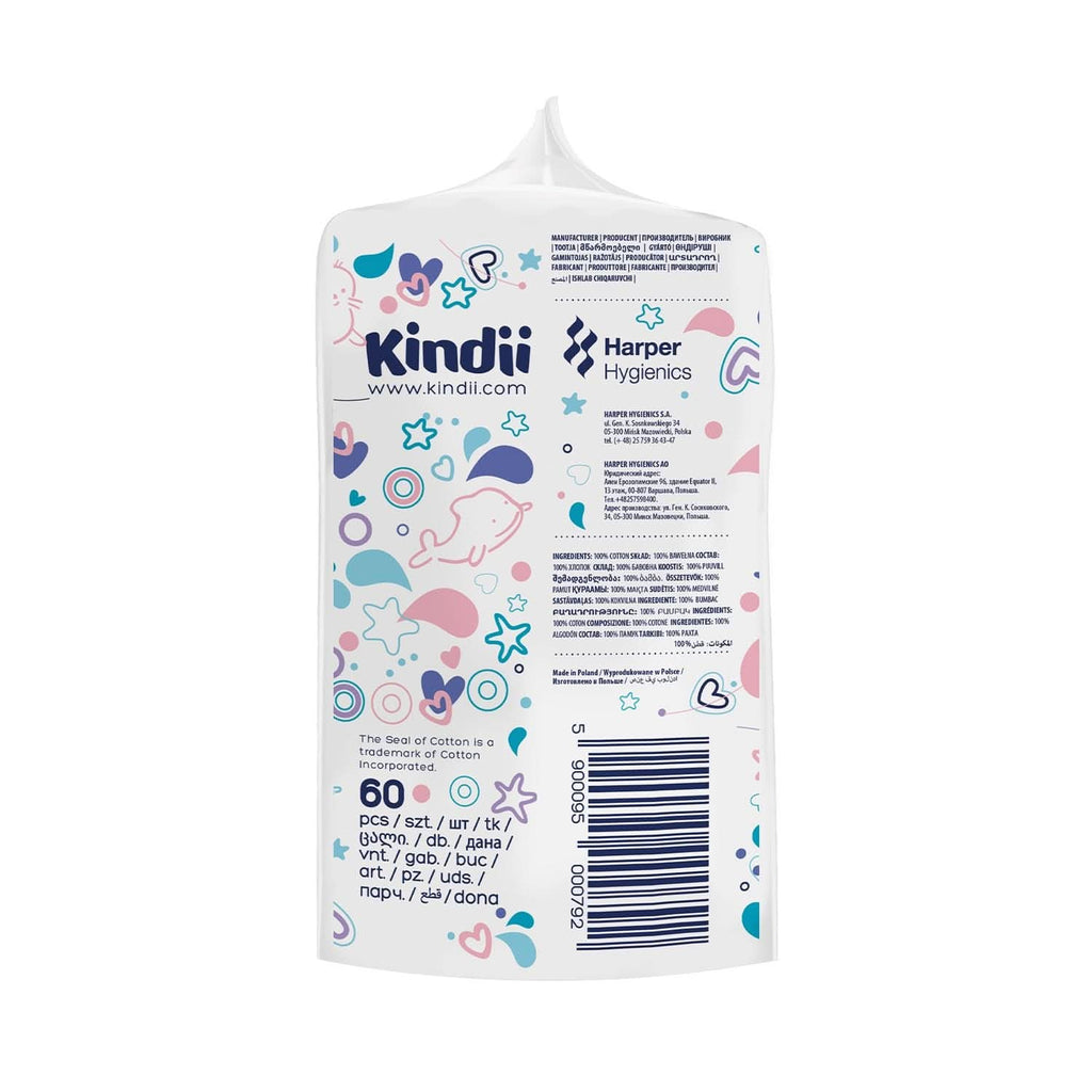 Tampoane Kindii Pure Baby - 100% bumbac - Tampoane pătrate mari pentru pielea sensibilă - Înlocuiește șervețele umede - Moale - Margini moi Servetele Umede Bebelusi Naty Shop