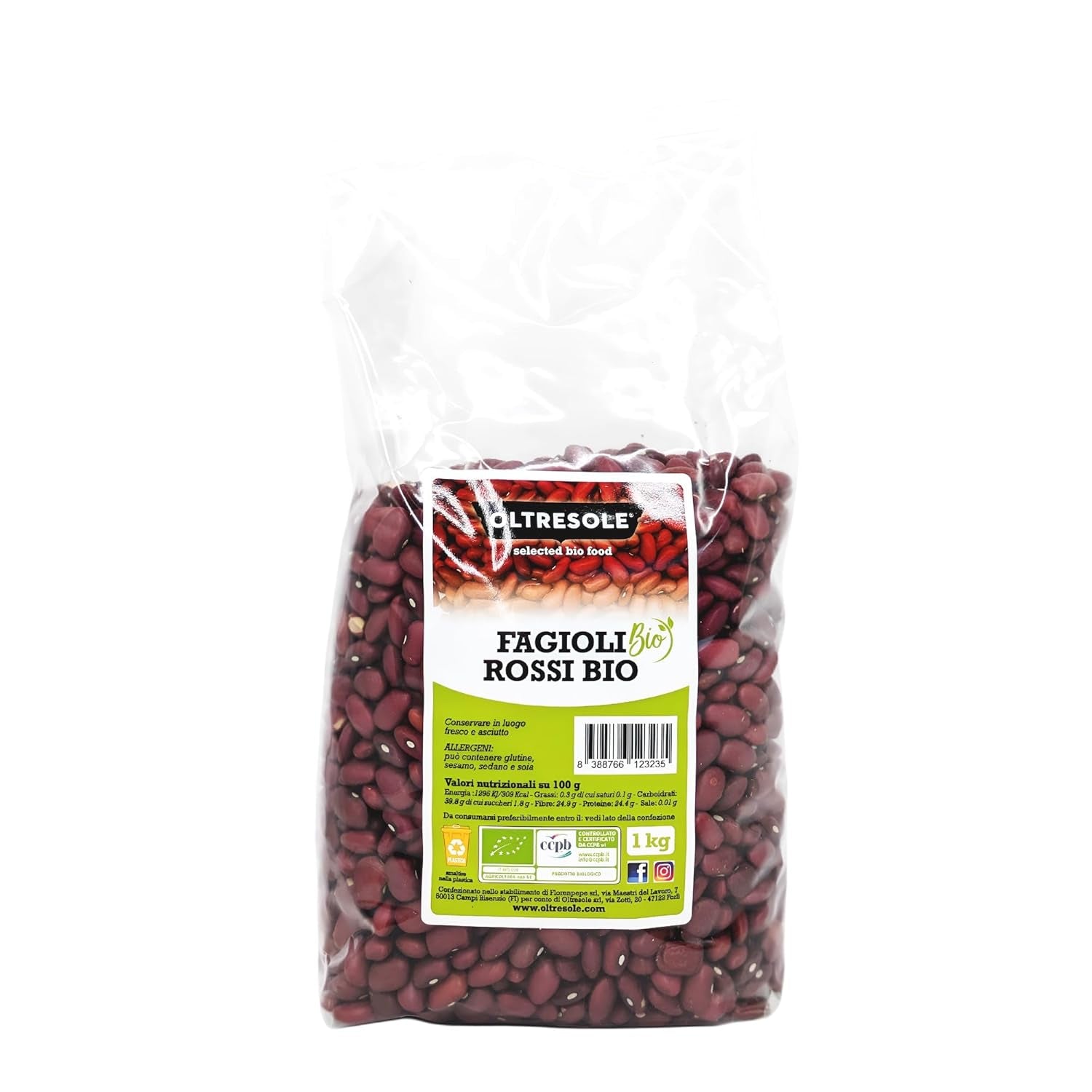 Fagioli rossi bio 1 kg, legumi secchi biologici da coltivazioni controllate, ricchi di proteine ​​e sali minerali, ideali per diete ipocaloriche, vegane e vegetariane