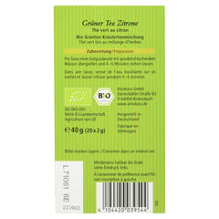 Ceai verde organic cu lămâie, 20 pliculețe, 40 g