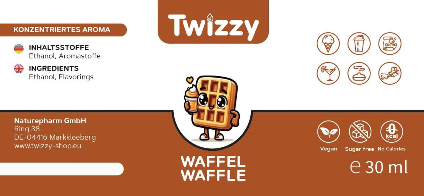 Aroma Alimentare Twizzy Waffle - 30 ml - Aroma intenso - Ideale per dolci Arome Naty Shop