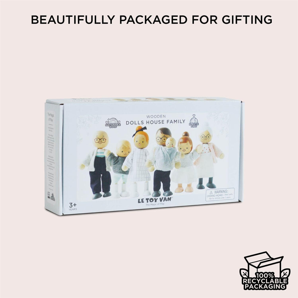 – Set de joacă din lemn „Familia mea de păpuși” pentru case de păpuși | Seturi de accesorii pentru case de păpuși Daisylane pentru fete – Potrivit pentru copii cu vârsta de 3 ani și peste, P053