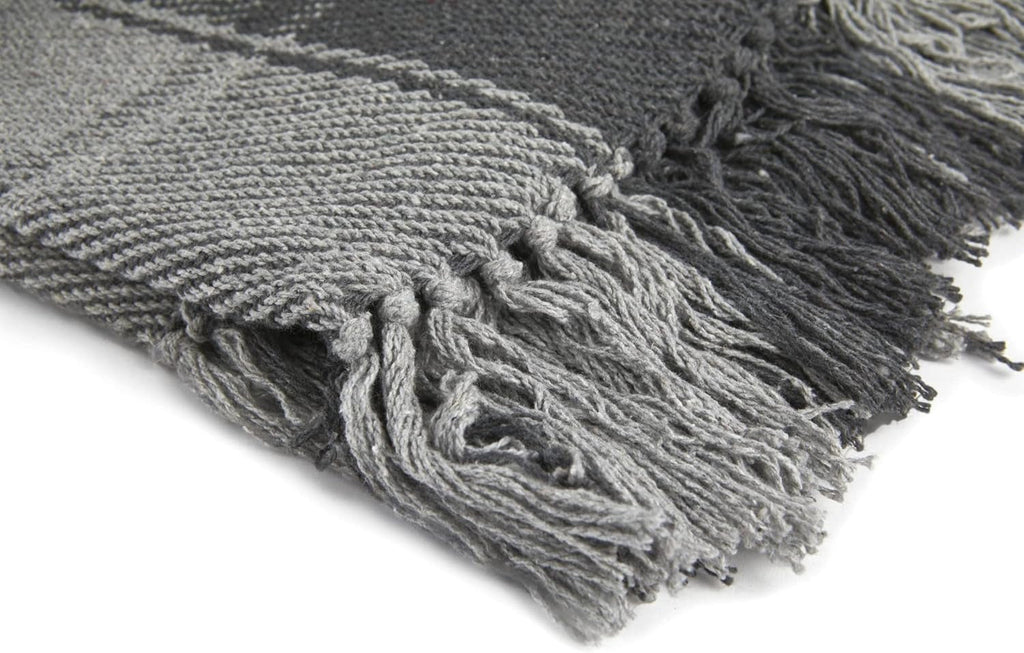 Frisco throw, Bumbac reciclat, Tradițional, Cu carouri, Pentru scaun, canapea, canapea, arunca, pătură, Antracit, 127 X 152 Cm Paturi si Cuverturi Emma Barclay