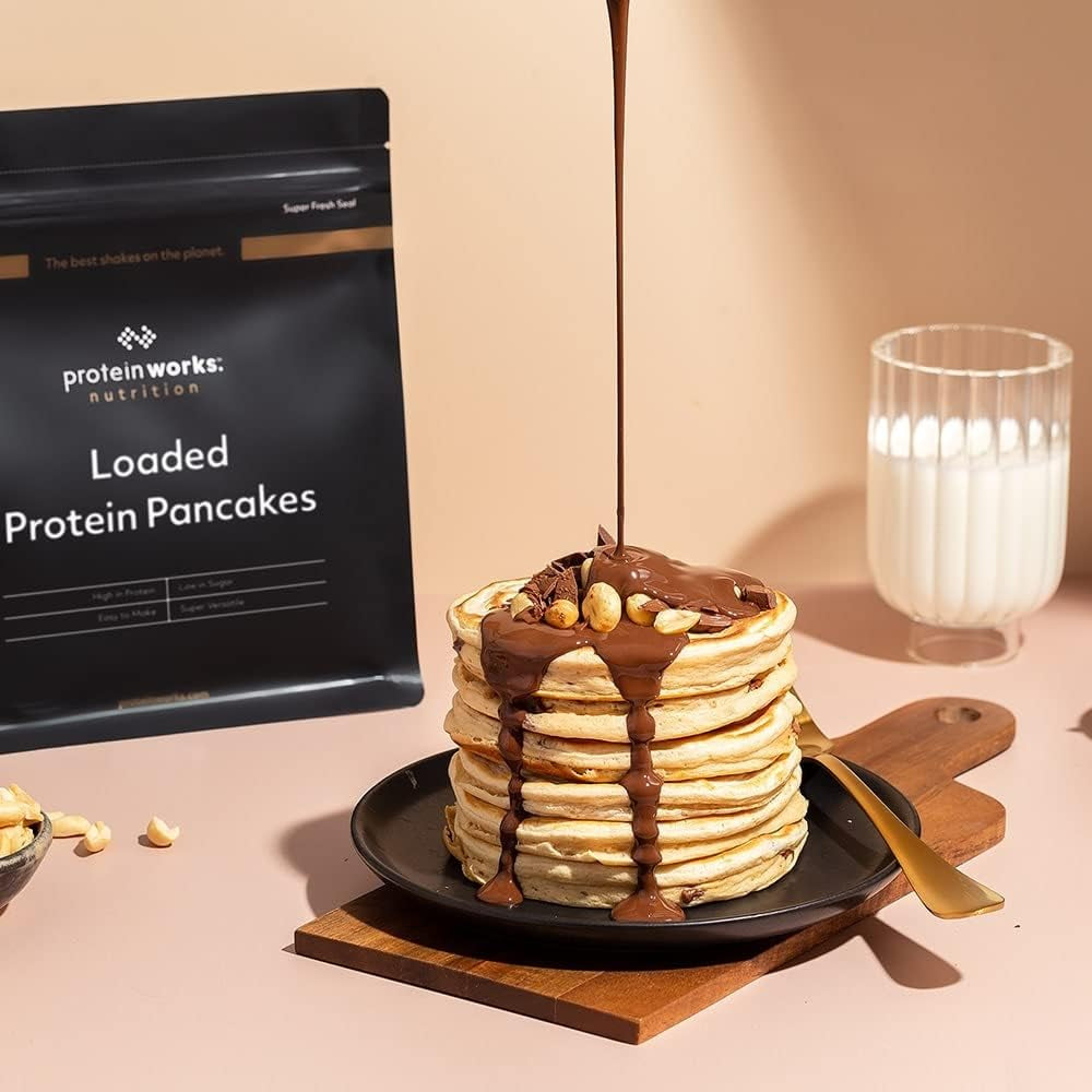 Protein Works - Pfannkuchen proteico caricato | Premium Pfannkuchen Mischung | Frittelle Eiweiß | Pancake Proteici | 8 porzioni | Naturale | Miscela da 500G per panificazione e cottura Naty Shop