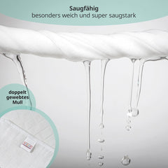 MAKIAN Quadrati di Mussola, Confezione da 10, 80x80 cm, Certificato Oeko-TEX® Standard 100, 10 Panni Antirigurgito Premium - Quadrati di Stoffa a Tessuto Doppio/Quadretti di Mussola, Resistente alla Bollitura - Bianco