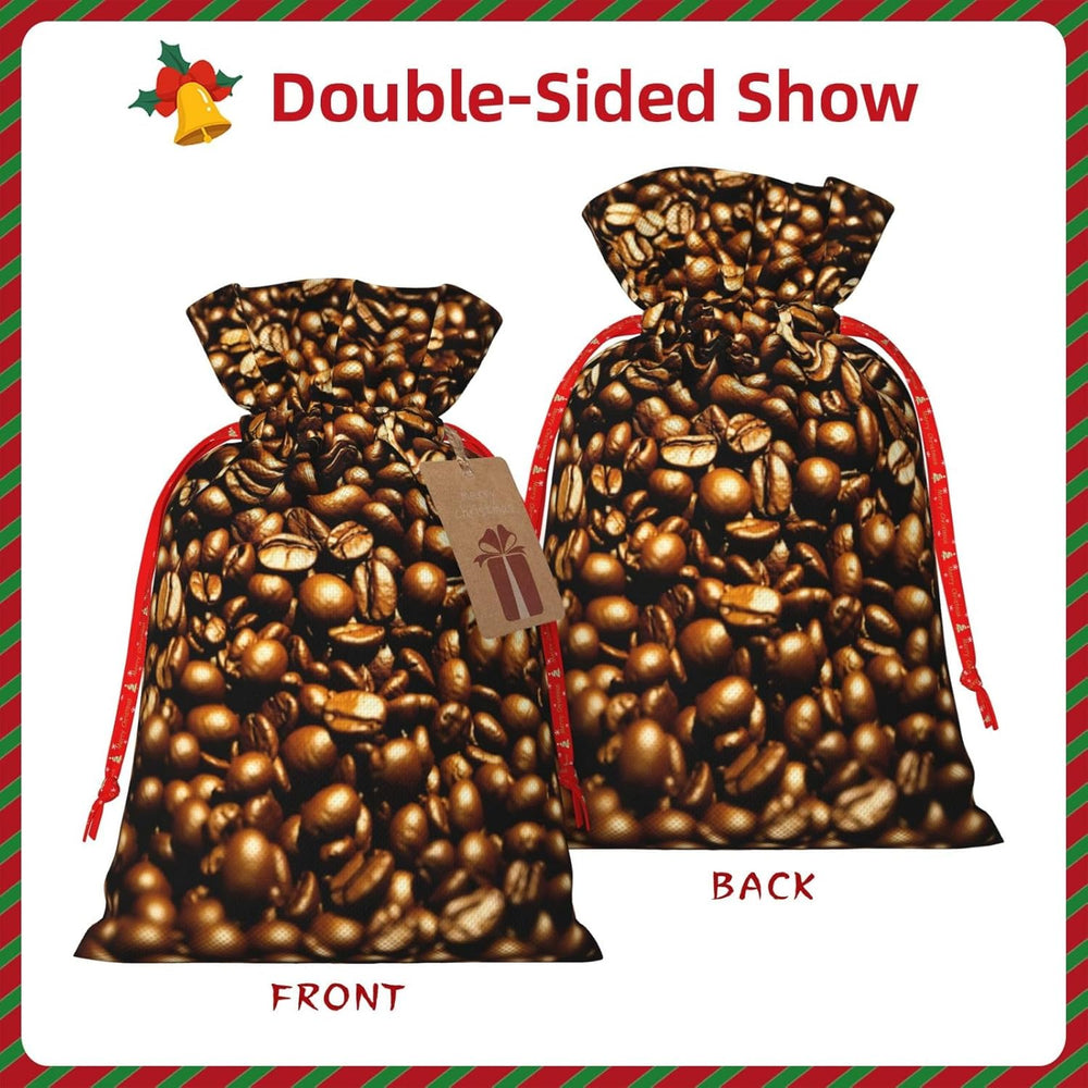 Lustige geröstete Kaffeebohnen, Weihnachtsbeutel mit Kordelzug, robust, 21,1 x 30 cm, geeignet für Partygeschenke und Geschenkverpackung, 1 Stück