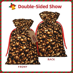 Lustige geröstete Kaffeebohnen, Weihnachtsbeutel mit Kordelzug, robust, 11,9 x 17,5 cm, geeignet für Partygeschenke und Geschenkverpackung, 1 Stück