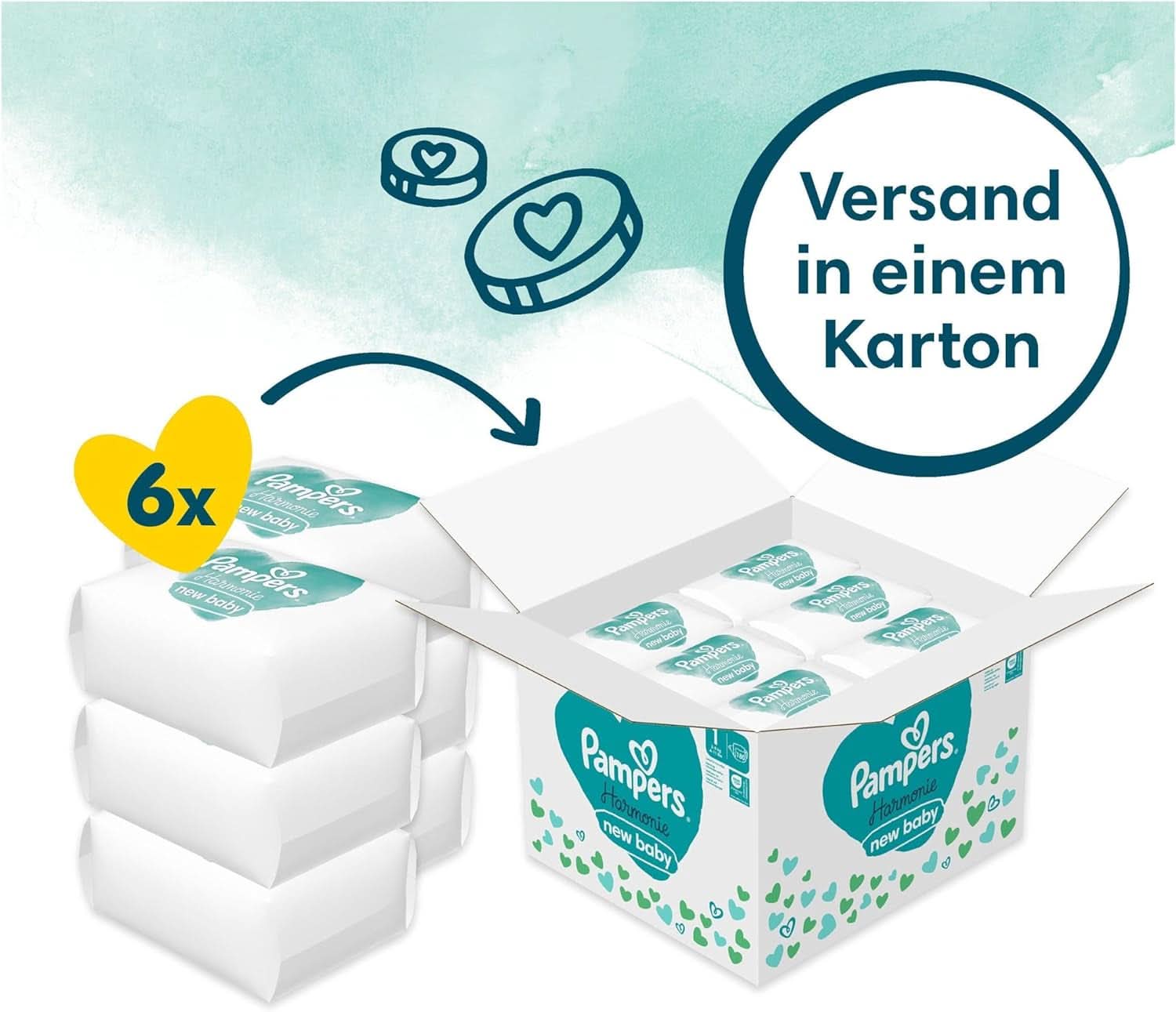 Pannolini Pampers Harmonie per neonati taglia 1, 180 pannolini, 2Kg-5Kg Mamma e Bambino Naty Shop