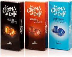 La Crema del Caffè Decaffeinato Naturale, 120 Nespresso-kompatible Koffeinfrei Kaffeekapseln mit Vollmundigen und Ausgewogenen Geschmack und Aroma von Schokolade und Gewürzen