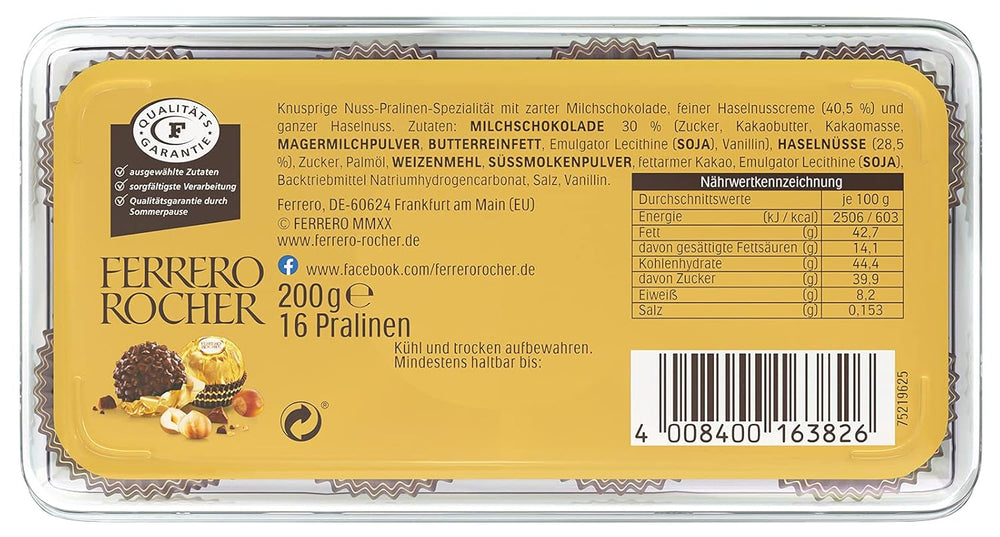 Ferrero Rocher - Specialità Praline Croccanti e Cremose alle Noci - 5 confezioni da 16 praline individuali ciascuna