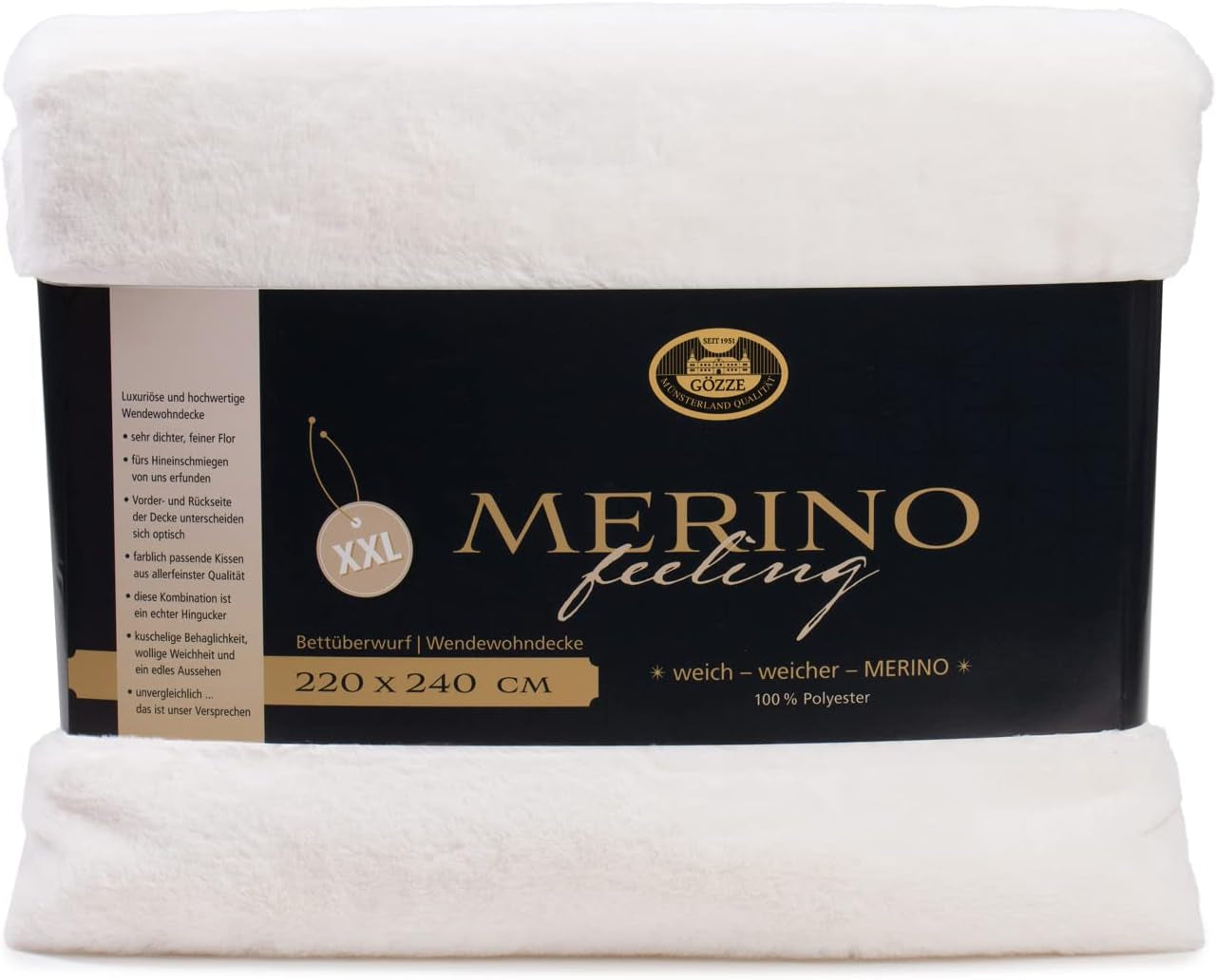 Gözze - Comoda coperta, reversibile, alta densità 600 G/M², 150 X 200 cm - Letti e coperte verde scuro Besuche den Gözze-Store Lana bianca 220 X 240 cm