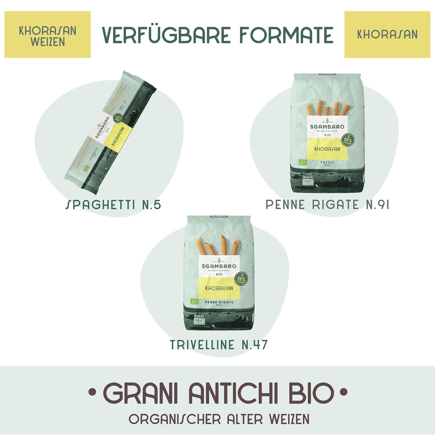 Spaghetti Biologici n. 5 - 500g di grano Khorasan – Grano antico, ricco di proteine, coltivato 100% italiano – Versatile in cucina e ricco di nutrienti