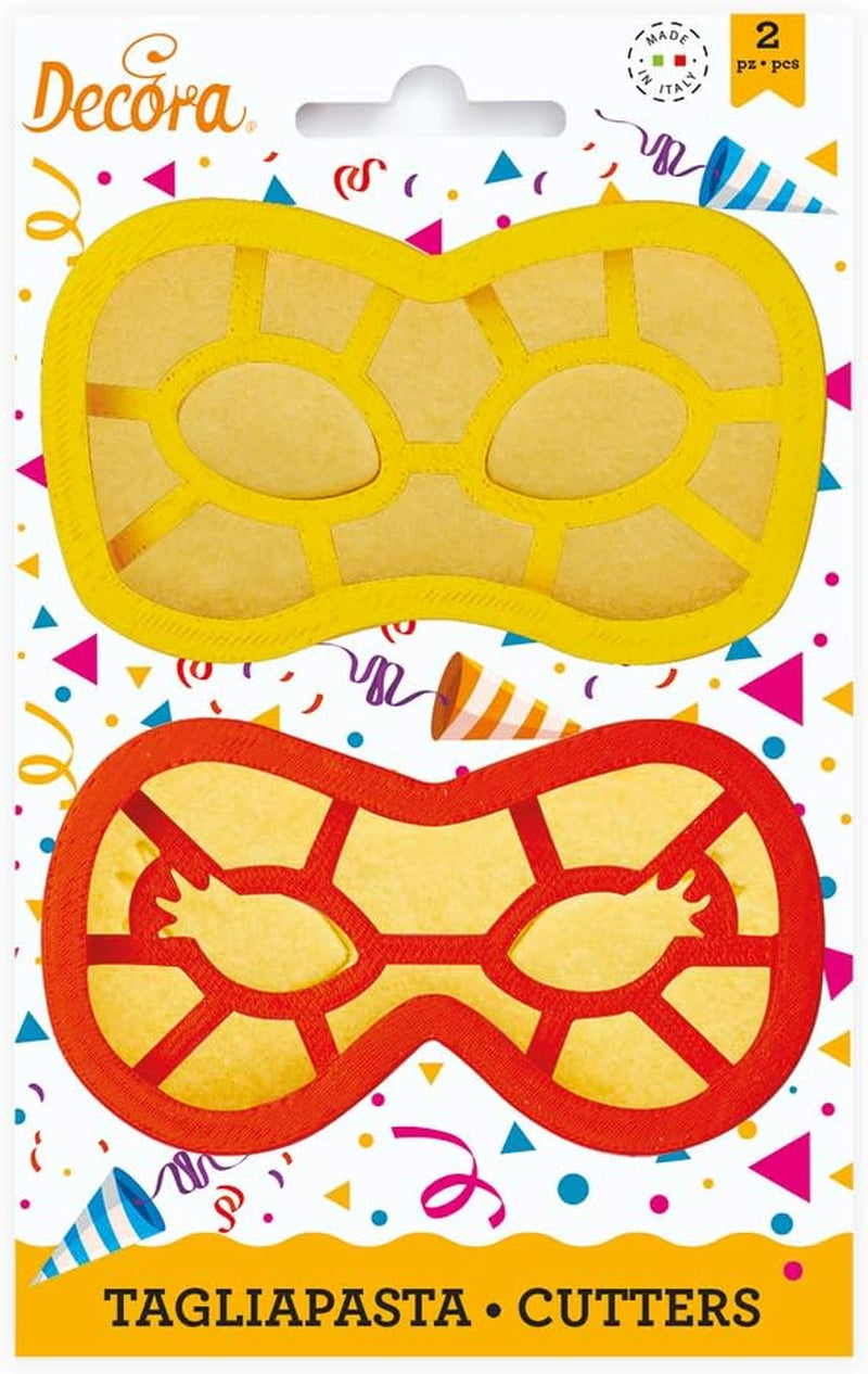, 0255136 Karnevalmasken-Ausstechformen-Set, Das ideale Set zur Herstellung von Fondant- oder Gummidekorationen, Made in Italy, Design originale. 2 pezzi di imballaggio.