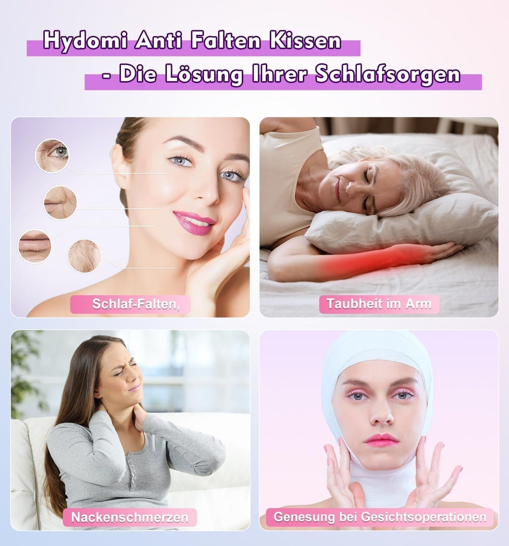 Pernă anti-rid Hydomi, 2-In-1, pernă de frumusețe anti-îmbătrânire, pernă ortopedică de sprijin pentru gât, pernă din spumă de memorie pentru dureri de gât și umăr, pentru a menține capul drept Perne ortopedice cervicale Naty Shop