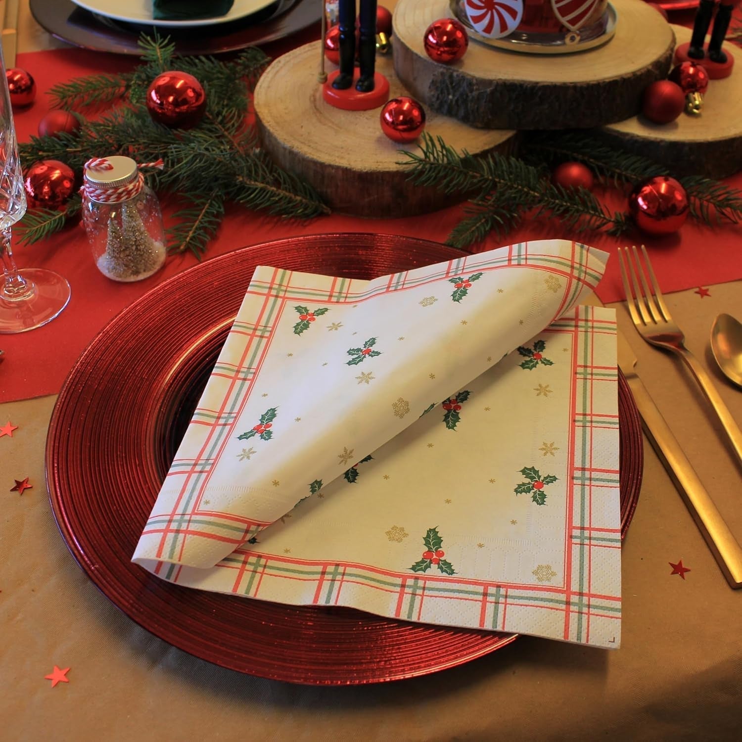 20 de șervețele, holly, vată, 3 straturi, 40 X 40 cm