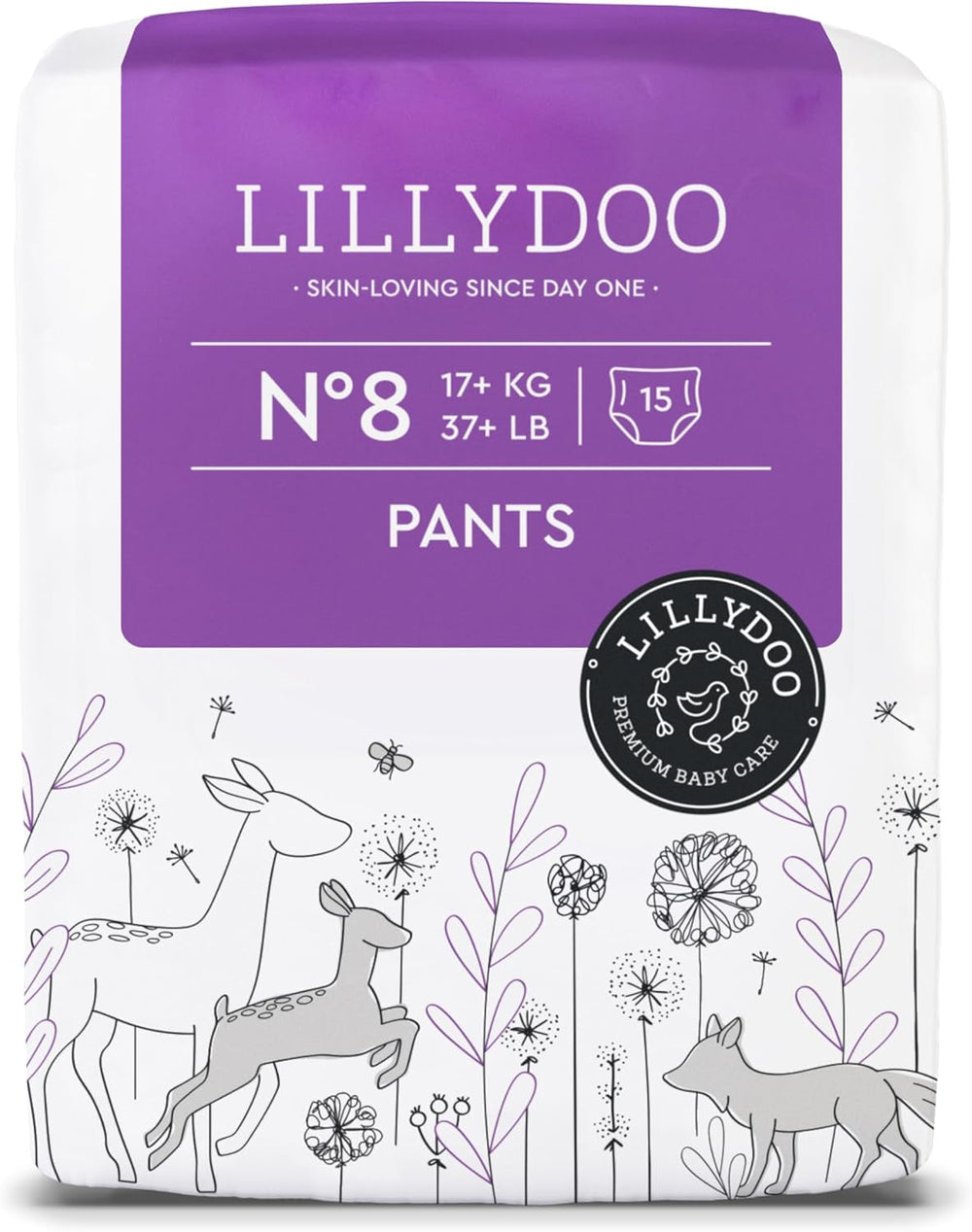 Pantaloni LILLYDOO prietenoși cu pielea, mărimea 5 (12-17 kg), cutie lunară (105 bucăți)