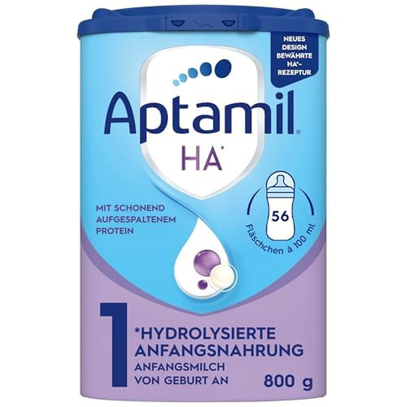 Aptamil HA 1 - Formula per lattanti dalla nascita, con DHA, senza lattosio, senza olio di palma, alimenti per l'infanzia, latte in polvere, 1 x 800 g