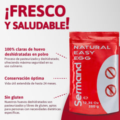 Eiklarpulver (350g) | Getrocknetes Eiklar Pulver | Eialbumina für Backen & Kochen | Ohne Zusatztoffe | Confezione in busta con cerniera senza lattosio
