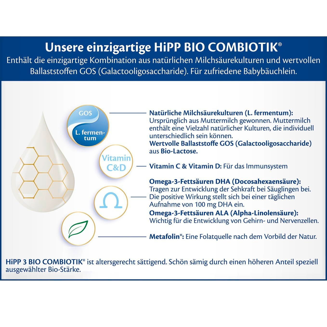 HiPP 3 Organic Combiotik (4 x 600g), latte di proseguimento a partire da 10 mesi, con colture naturali di acido lattico, vitamine C e D, GOS, Omega-3 (DHA, ALA), della migliore qualità biologica