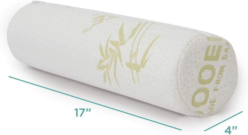 Rulou pentru gât Milliard Visco foam cu husă lavabilă, certificat Oeko-Tex, duritate medie, 10X43 cm, perfect pentru alergici, pernă de călătorie, pernă rotundă pentru gât, rulou de poziționare, rulou pentru genunchi Perne ortopedice cervicale Naty Shop