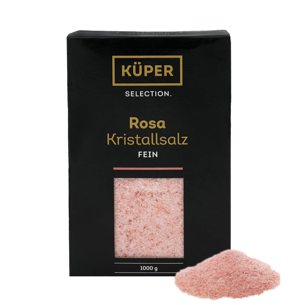 Küper Selection 1000g Kristallsalz rosa fein - rosa Speisesalz zum Würzen und Verfeinern - 100% sale naturale