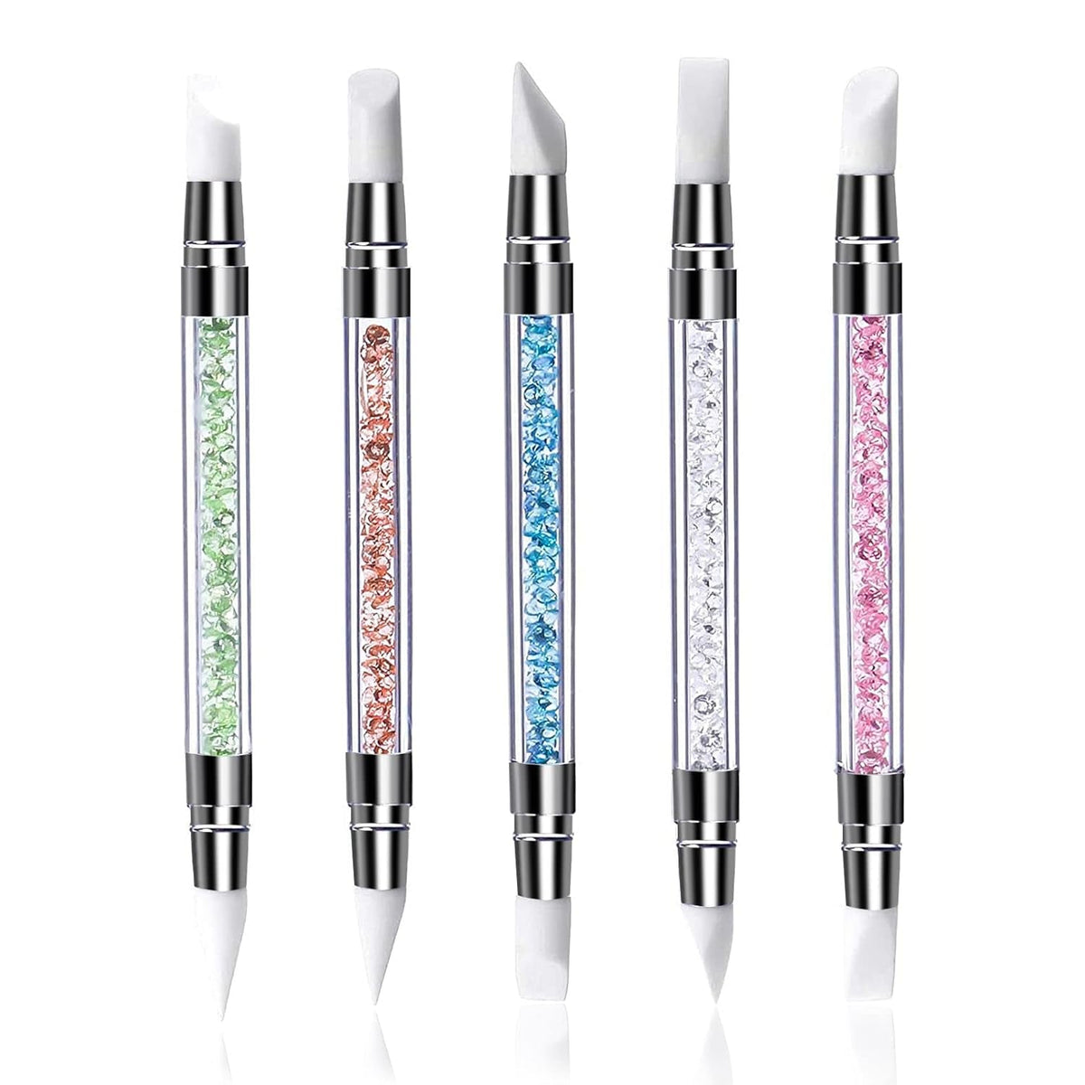 Qufiiry 5PCS Silikon Nagel Pinsel, Gel Schnitzen Pinsel, Silikon-Modellierpinsel Set, Doppel Köpfe DIY Maniküre Werkzeug