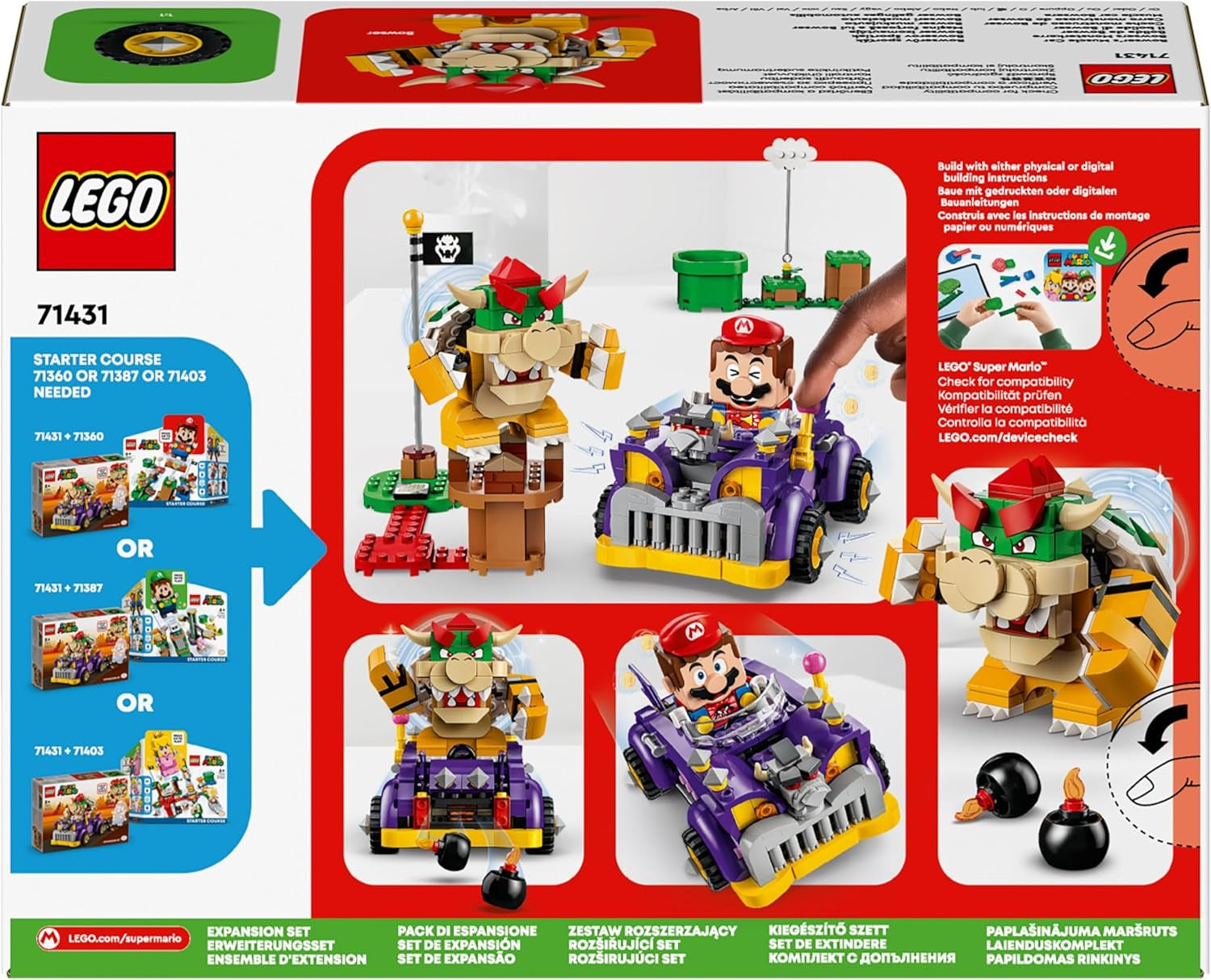 LEGO Super Mario Set di espansione Carrello dei mostri di Bowser Auto Bowser Giocattolo per ragazzi e ragazze Set di personaggi singoli Regalo per giocatori per 8 anni 71431 Set da costruzione Besuche den LEGO-Store