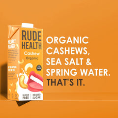 Rude Health 6 x 1 litro Bio-Cashew-Drink, 100% naturale Bio-Getränk, glutenfrei, ungesüßt, preisgekrönt, gesund & vegan, 100% recycelbare Verpackung
