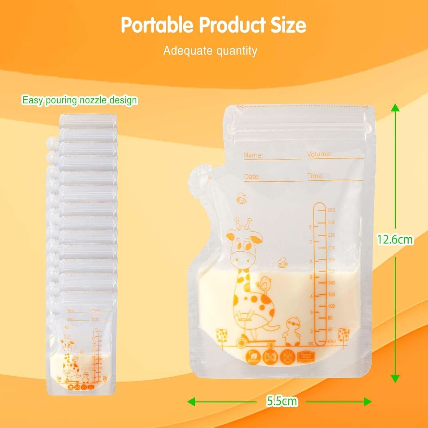 Vinabo 50 Stück Muttermilchbeutel, 250Ml Borsa per la conservazione del muttermilk senza Bpa, Milchbeutel Für Muttermilch Mit Ausgießer Für Das Stillen, Selbststehender, Kann Eingefroren Werden, Vorsterilisiert Accessori Alimentazione e Allattamento Baby Naty Shop