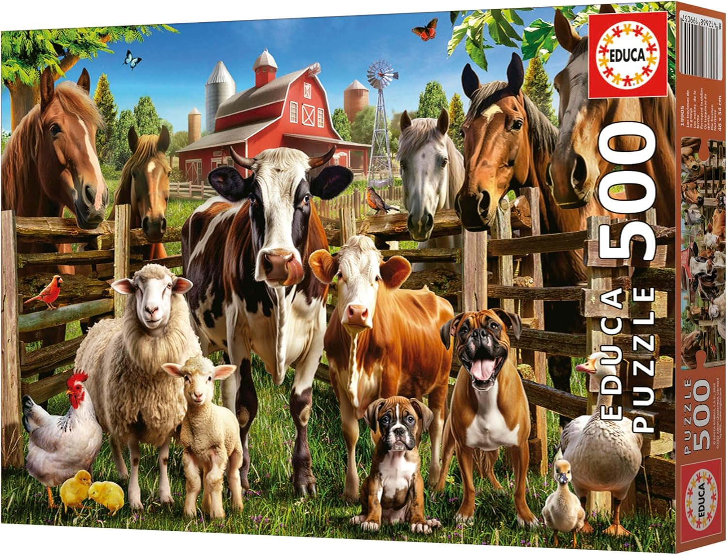 Educa - Puzzle da 500 pezzi per adulti | Animali da fattoria cattivi. Dimensioni: 48X34 cm. Include la colla per puzzle Fixpuzzle. Per 11 anni (19905) Puzzle Naty Shop