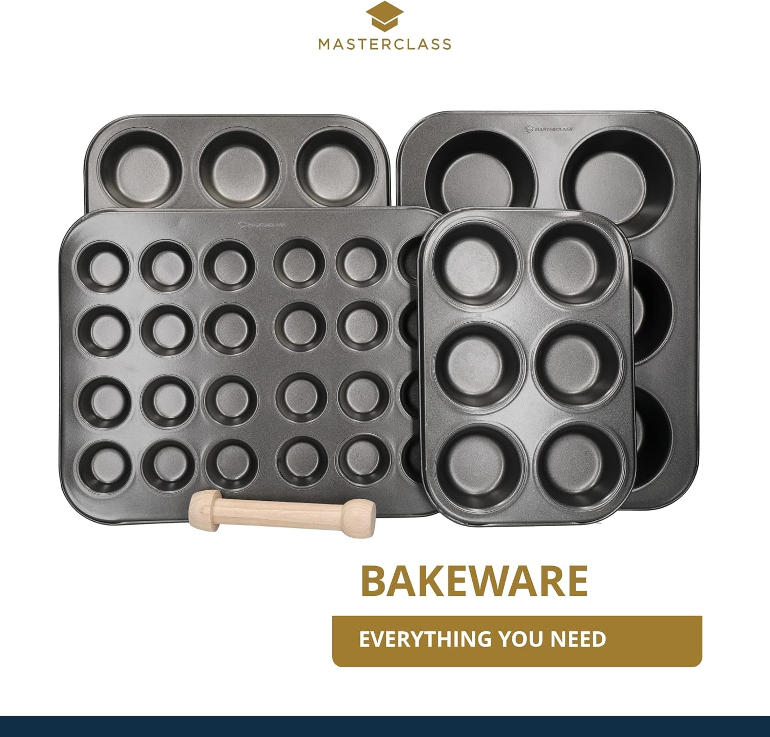 Masterclass Mini Stampo per Crostata 24 Fori Spessore 1 mm Acciaio al Carbonio Resistente 35x27 cm Grigio Naty Shop