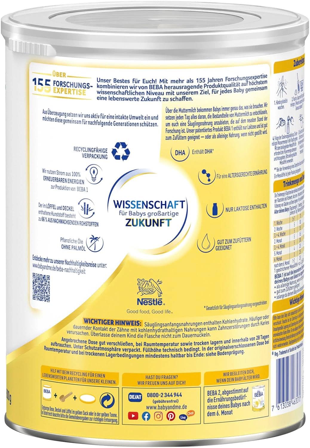 BABY 1 latte iniziale dalla nascita, solo lattosio, senza olio di palma, confezione 3 (3 x 800 g) Mamma e Bambino Naty Shop