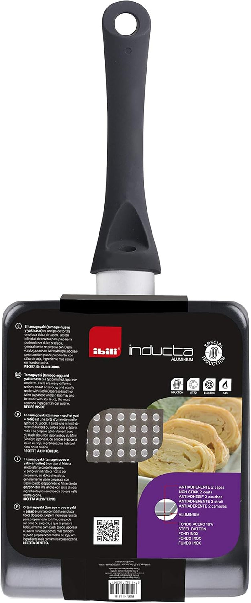 Padella Tamagoyaki Inducta, alluminio, nera, 15X18 Cm Pentole e Padelle Naty Shop