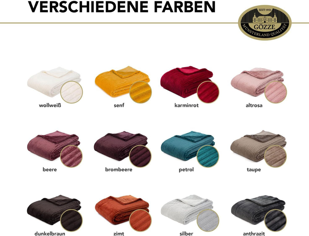 Gözze - Coperta comoda e morbida con effetto velluto a coste, 1620 g/pezzo, 150 X 200 cm - cannella Letti e coperte Besuche den Gözze-Store