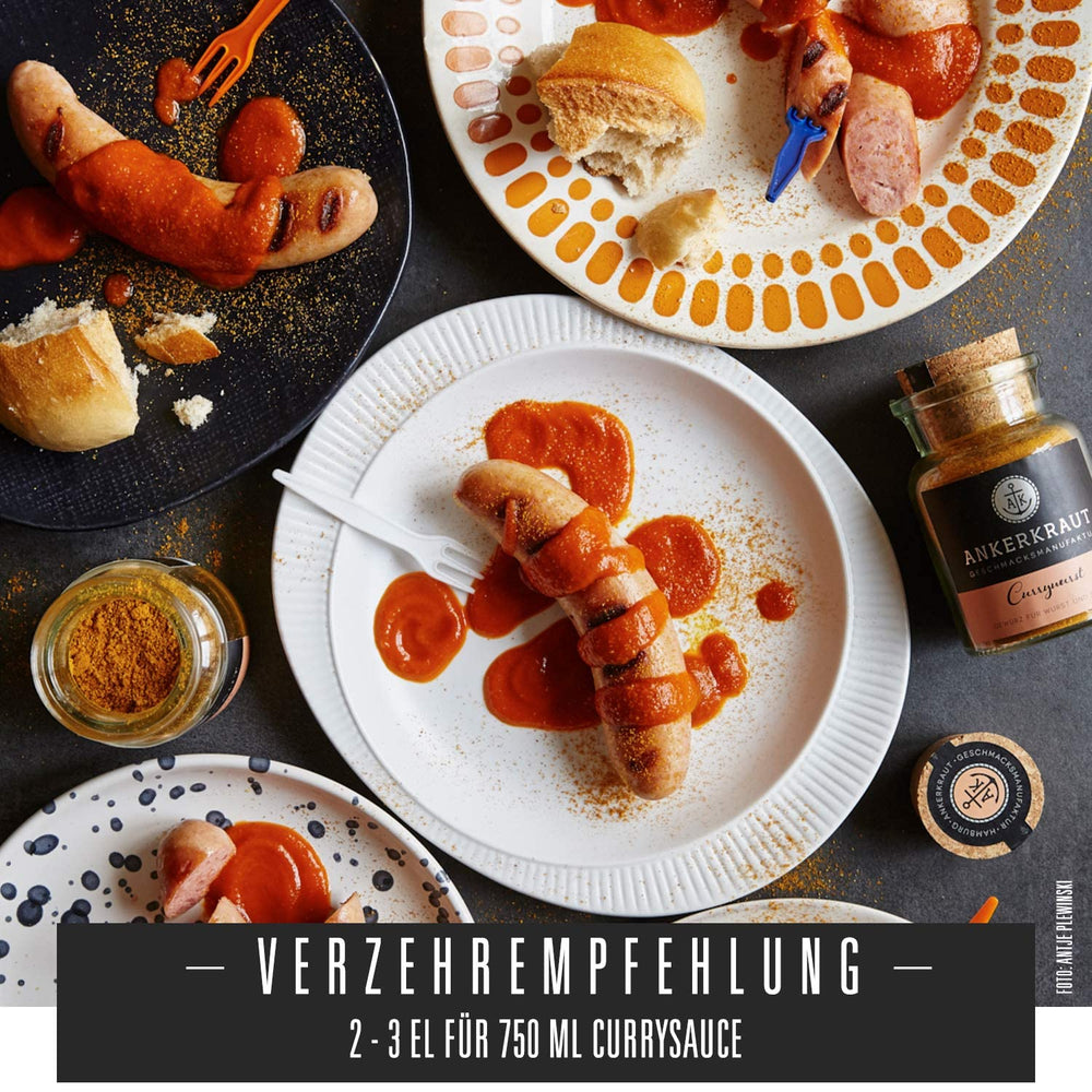 Ankerkraut Currywurst, 90g in vetro di sughero, Gewürzmischung zum Anmischen selbstgemachter Currywurst-Sauce oder als Topping