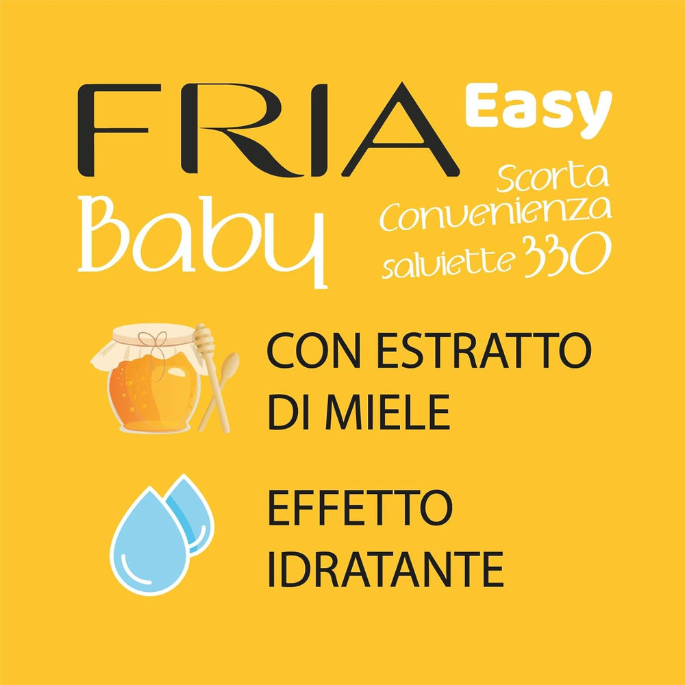 Salviette umidificate Easy Baby con Aloe Vera ed Estratto di Miele Idratante per la Pelle, Dermatologicamente Testate, Confezione da 330 Salviette