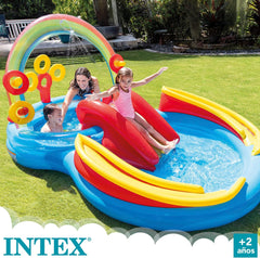 Intex Rainbow Ring Play Center - Piscina fuori terra per bambini - Piscina per bambini - 297 x 193 x 135 cm - Da 3+ anni 57453NP Multicolor 297x193x135 cm
