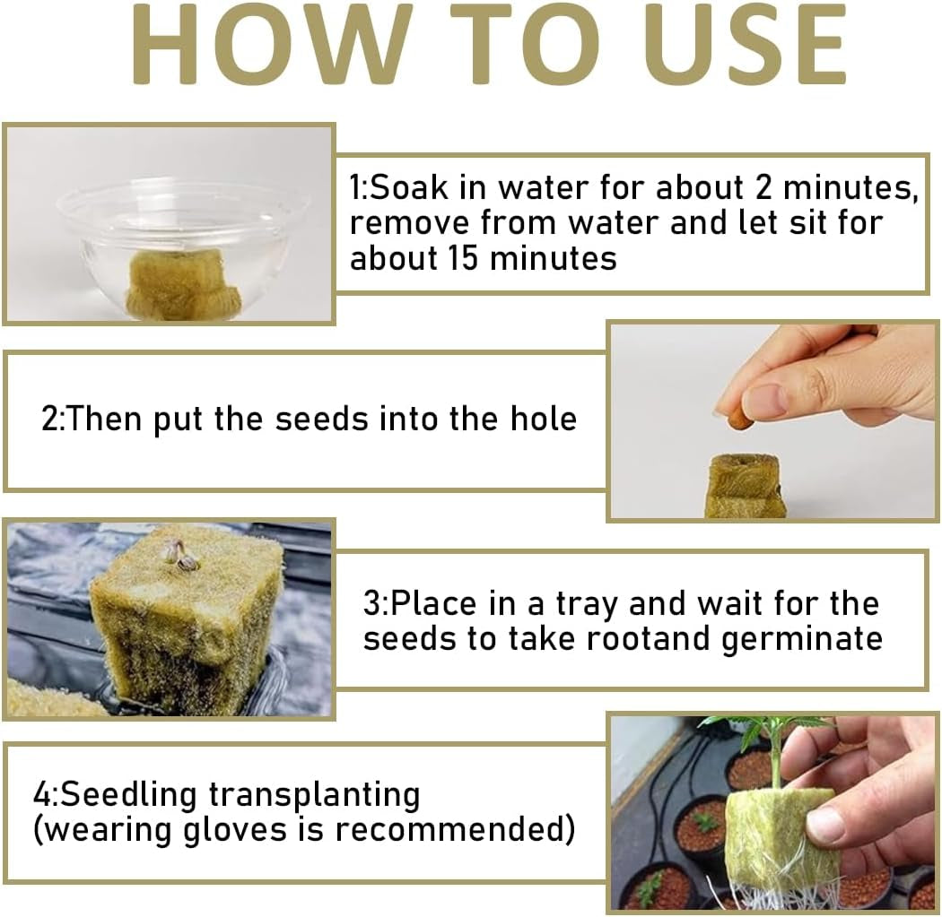 Cubi per piantine di lana di roccia 28 - Cubi di lana di roccia 4x4x4 cm - Cubi per piantine, Cubi di lana di roccia, Sistemi di piantine idroponiche/Piante clonate/Progetti scolastici, Coltivazione di piantine senza suolo