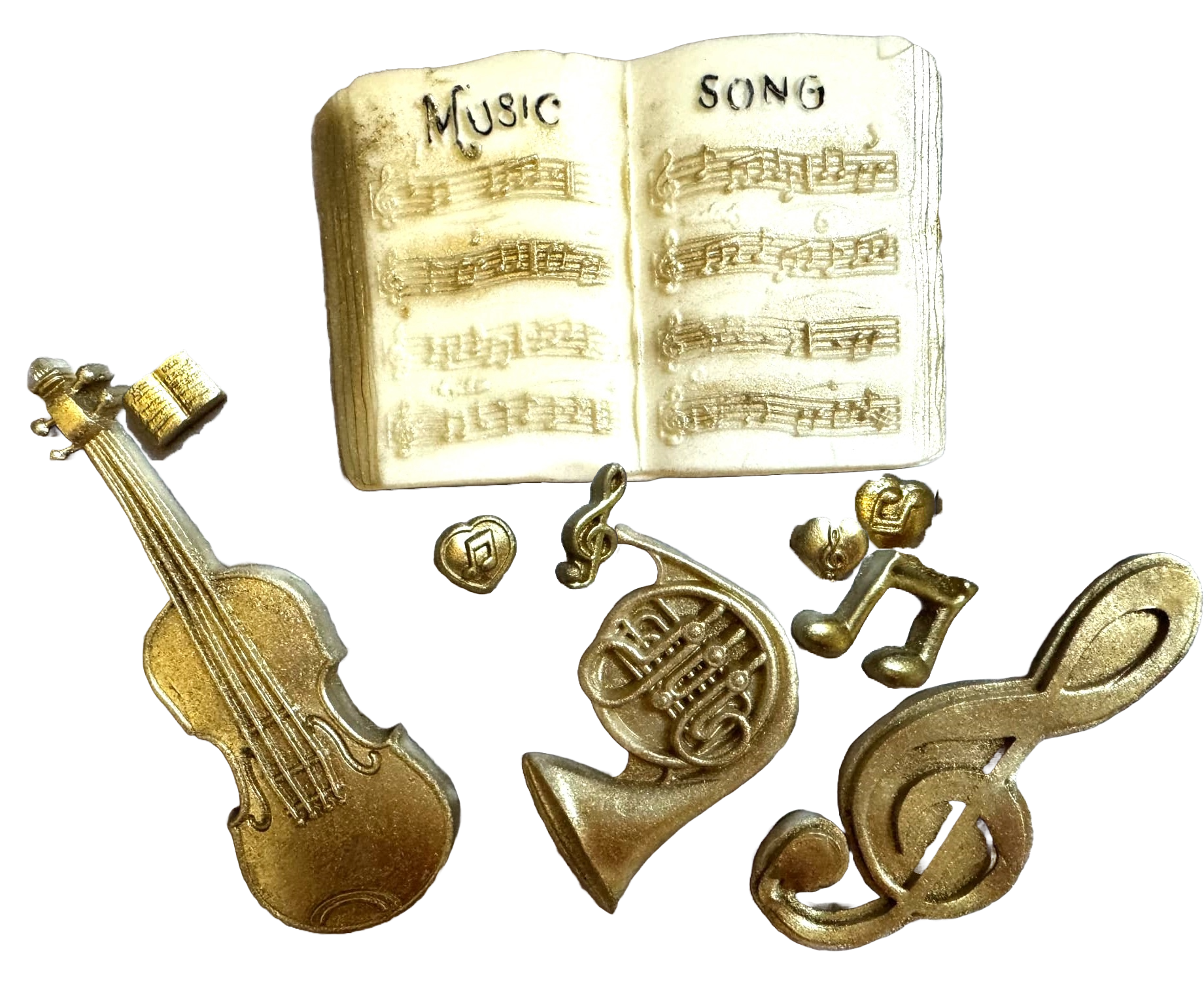 Set 10 decoratiuni comestibile din pasta de zahar, Instrumente muzicale Decoratiuni din Pasta de Zahar Nati Shop