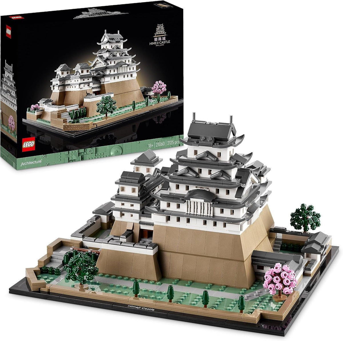 LEGO Architecture Kit modello castello Himeji per adulti Collezione Landmark Set di fan di giardinaggio creativo e cultura giapponese con albero di ciliegio in fiore, regalo per lui e per lei 21060 Set di costruzione Besuche den LEGO-Store Single
