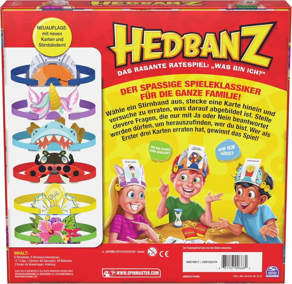 Spin Master Games - Hedbanz, il gioco d'indovinelli per tutta la famiglia, nuova edizione (2025) con fantastici componenti di gioco, per 2-6 giocatori, dai 6 anni in su