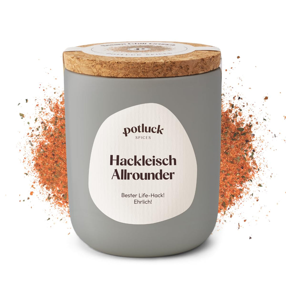 Potluck | Hamburger di spezie | Würzmischung im Keramiktopf | 100 g| Vegano, senza glutine e con ingredienti naturali