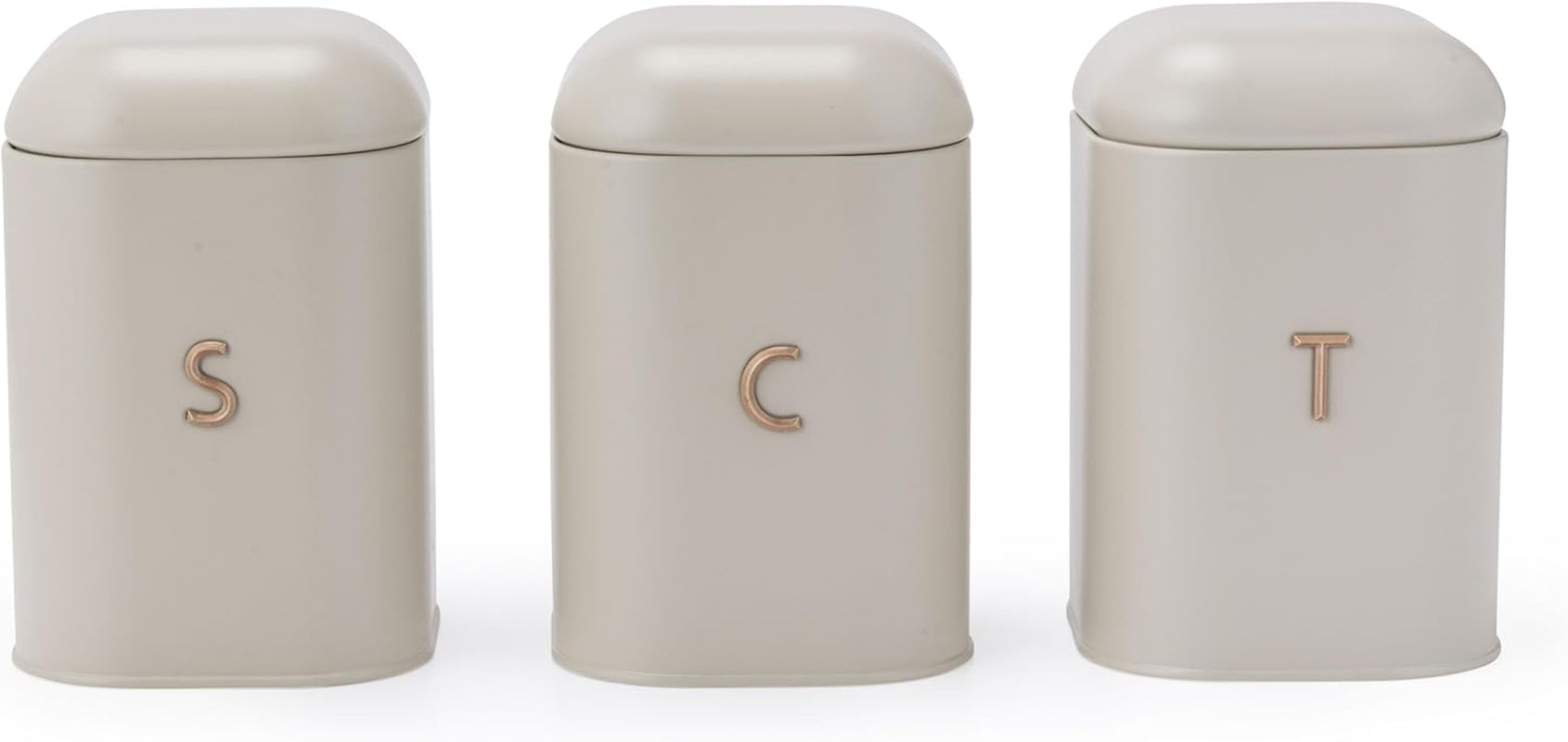 Set de recipiente SALTER BW13729EU7 Pebble pentru ceai, cafea și zahăr – Recipiente de depozitare pentru blaturi, recipiente pentru blaturi de bucătărie, recipiente cu marcaj din oțel carbon