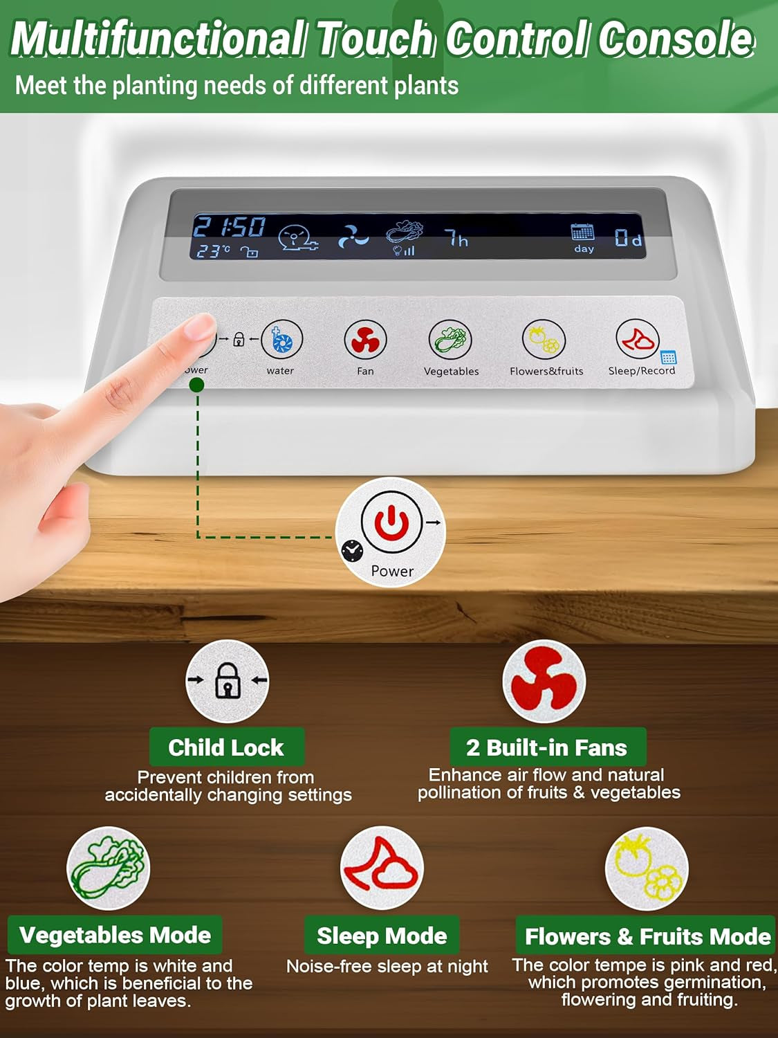 Kit di coltura idroponica da 17 capsule per giardino di erbe con 102 luci di coltivazione a spettro completo da 28 W e 2 ventole per giardino interno con serbatoio della pompa dell'acqua