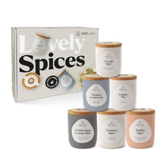 Potluck | Set per amanti dell'insalata 6er | Gewürzmischungen im Keramiktopf | Vegano, senza glutine e con ingredienti naturali