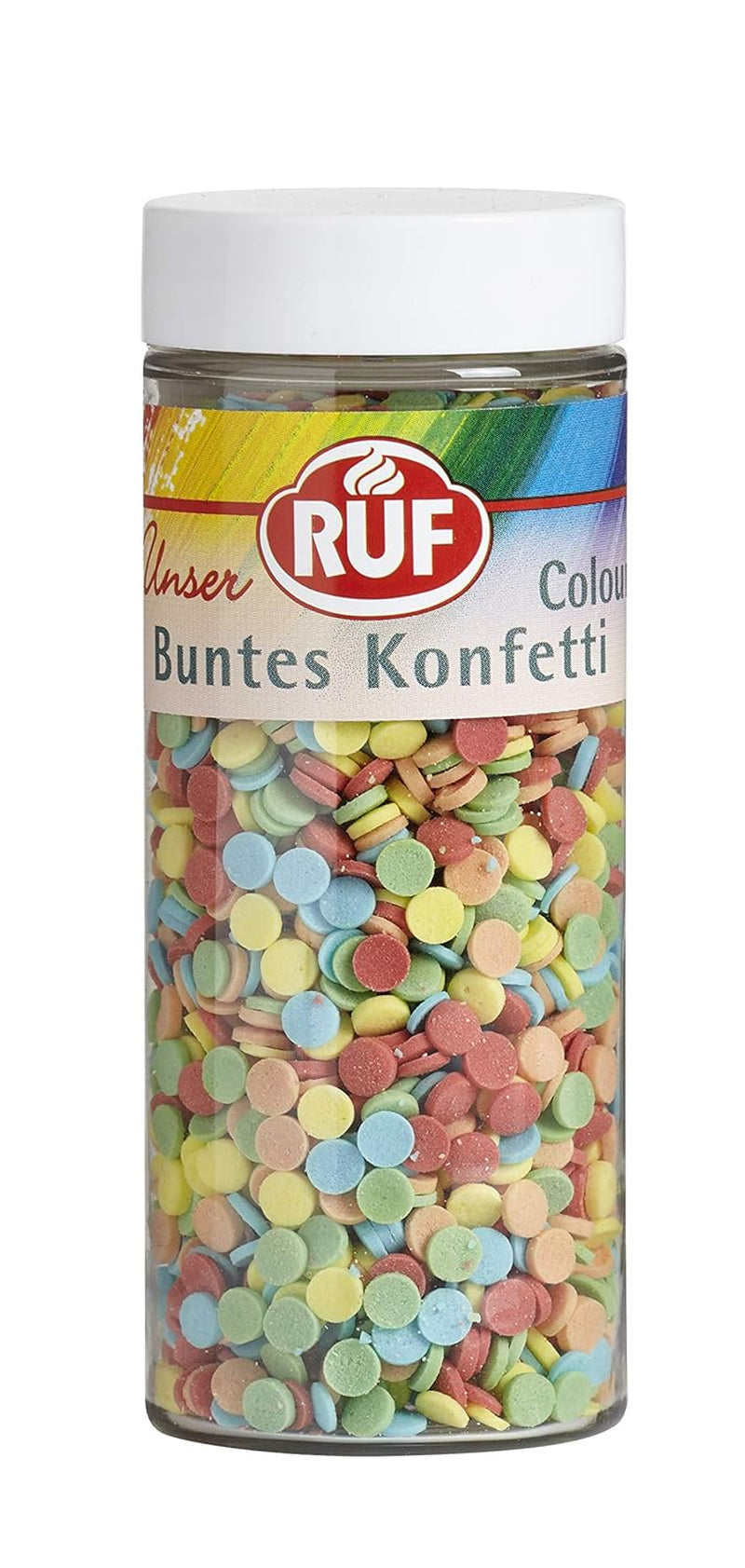 Decorazioni Di Lenticchie Al Cioccolato RUF Love Chocolate, realizzate con finissimo cioccolato al latte con una croccante e colorata glassa di zucchero, 75g per scatola