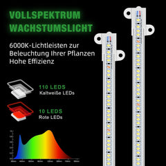 Wiaxulay Lampada per Piante LED a Spettro Completo 6000K Luci per Piante da Interno a Spettro Completo con Timer 6/12/16 Ore 5 Livelli Regolabili per Scaffale per Piante Grasse Idroponiche 2 Pezzi