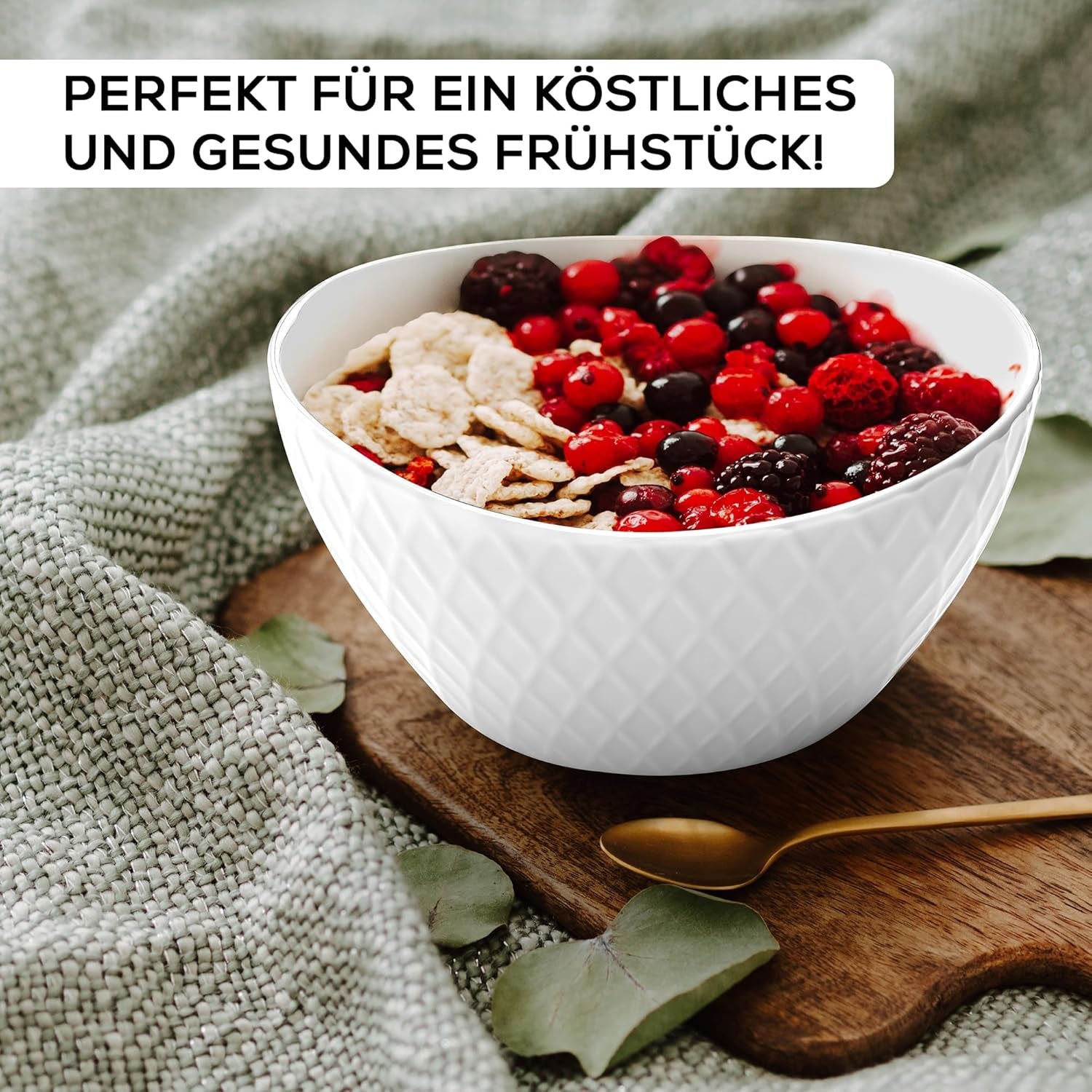 MIAMIO - Set de veselă din ceramică, 24 de piese, serviciu combinat pentru 6 persoane - potrivit pentru mașina de spălat vase și cuptorul cu microunde - Colecția Palmanova (Alb)