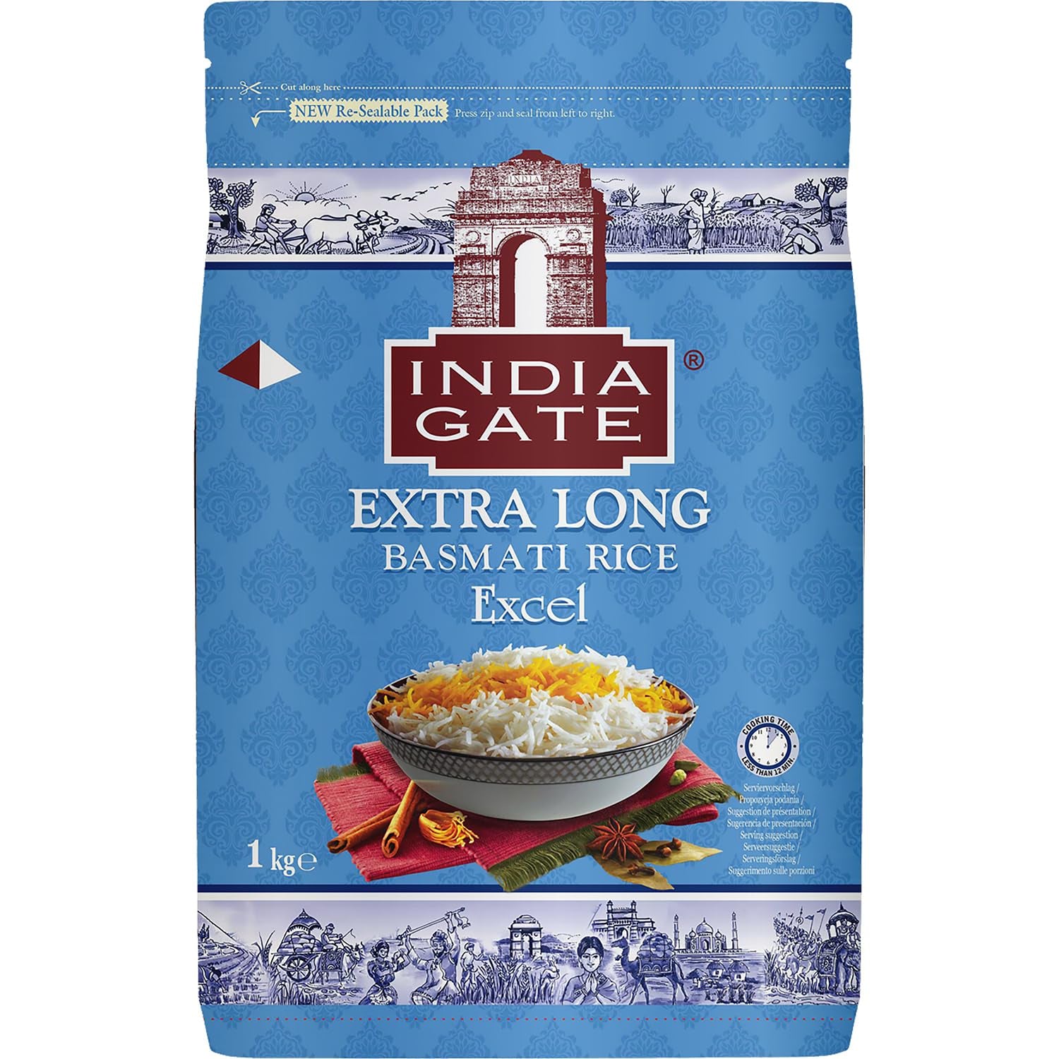 INDIA GATE Riso Basmati Premium – Riso fine a grana lunga, aromatico proveniente dall'India, a grana lunga fine (1 x 5 kg)